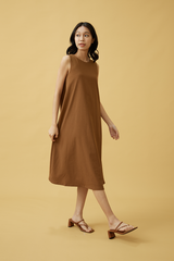 Carmen Scoop Back Dress in Chocolate