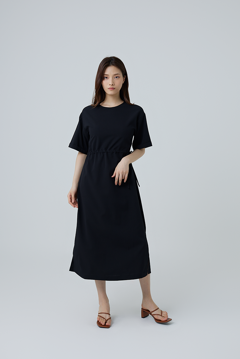 Xandra Drawstring Dress in Black