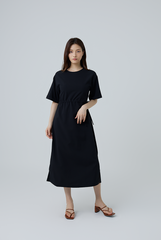 Xandra Drawstring Dress in Black