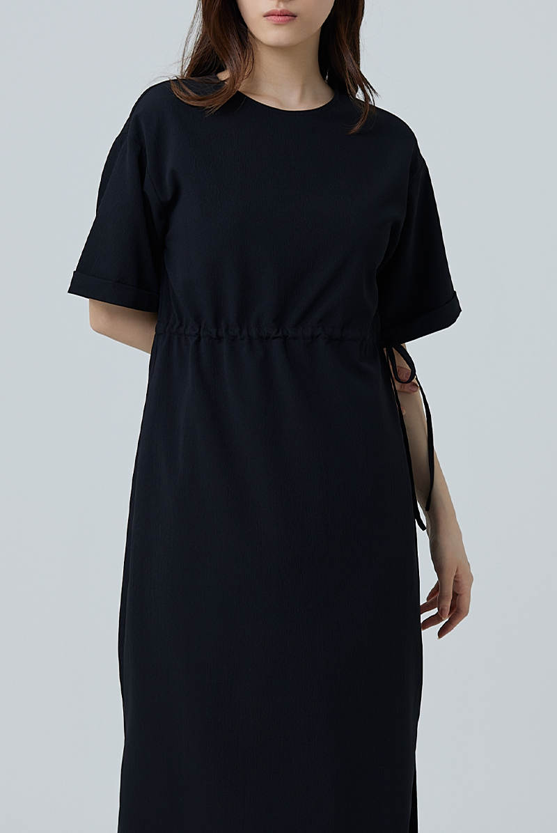 Xandra Drawstring Dress in Black