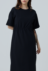 Xandra Drawstring Dress in Black