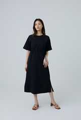 Xandra Drawstring Dress in Black