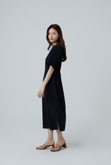 Xandra Drawstring Dress in Black