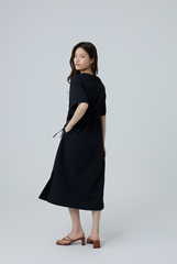 Xandra Drawstring Dress in Black