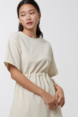 Xandra Drawstring Dress in Eggshell