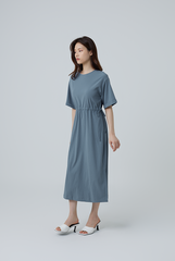 Xandra Drawstring Dress in Slate Blue