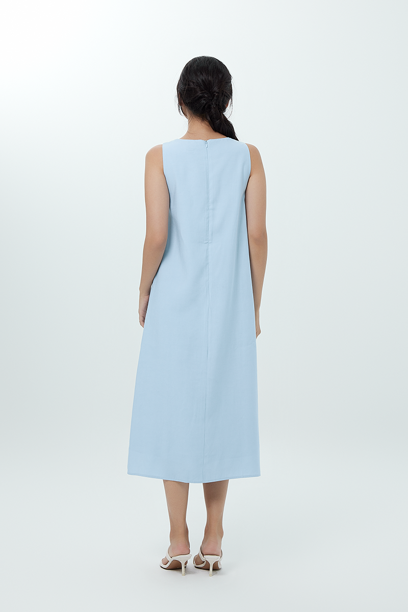 Fawne A-line Midi Dress in Baby Blue
