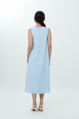 Fawne A-line Midi Dress in Baby Blue