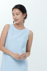 Fawne A-line Midi Dress in Baby Blue