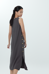Fawne A-line Midi Dress in Charcoal