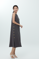 Fawne A-line Midi Dress in Charcoal