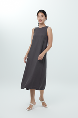 Fawne A-line Midi Dress in Charcoal