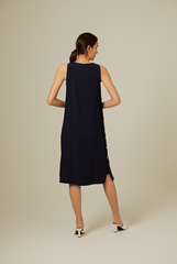 Fawne A-line Midi Dress in Navy Blue