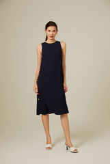 Fawne A-line Midi Dress in Navy Blue