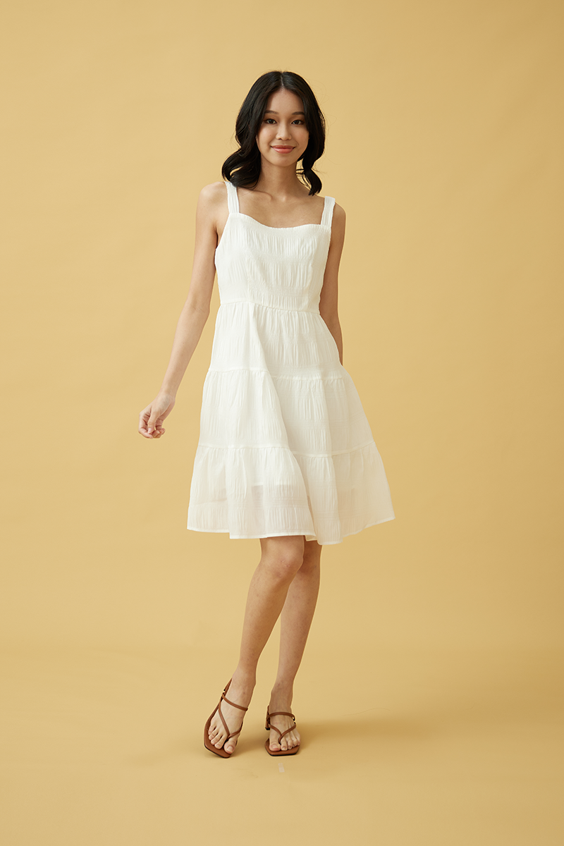 Drea Tiered Dress in White