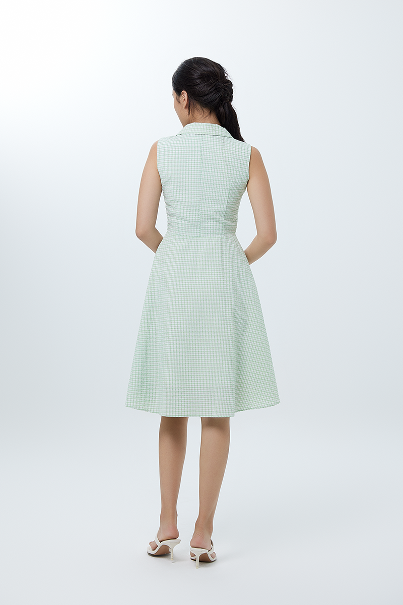 Lizza Checkered Dress in Pistachio