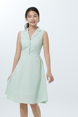 Lizza Checkered Dress in Pistachio