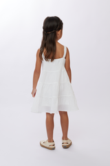 KIDS Drea Tiered Dress in White