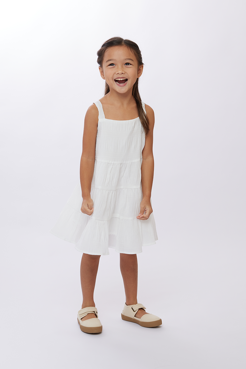 KIDS Drea Tiered Dress in White