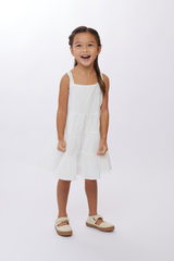 KIDS Drea Tiered Dress in White