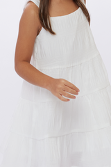 KIDS Drea Tiered Dress in White