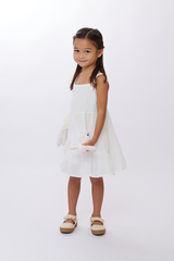 KIDS Drea Tiered Dress in White