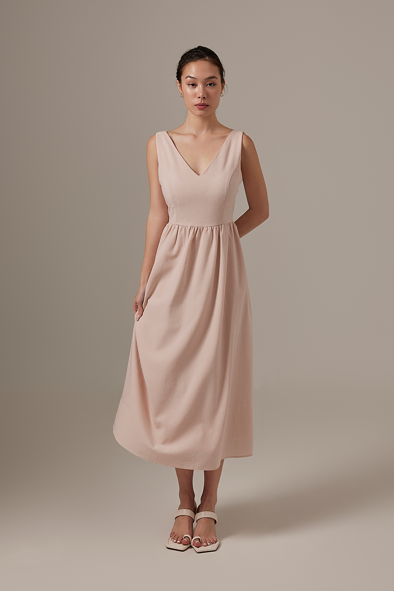 Marilyn A-line Midi Dress in Blush