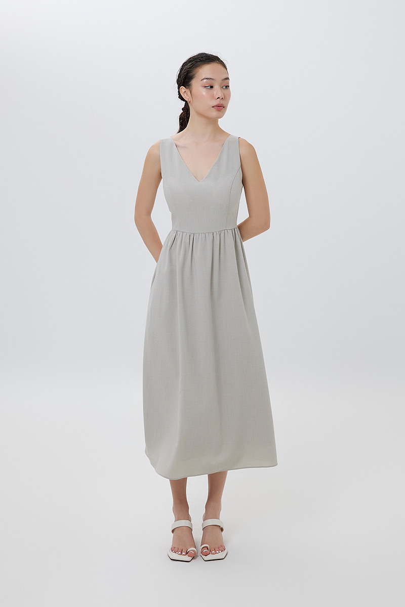 Marilyn A-line Midi Dress in Clay