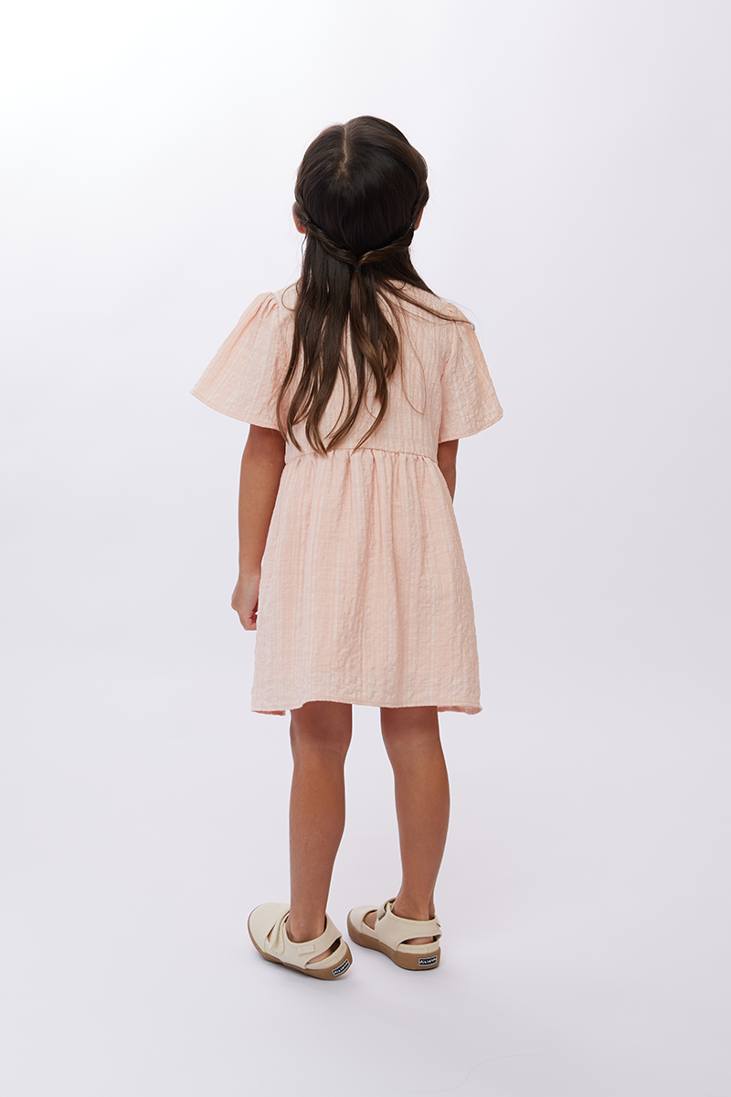 KIDS Vera Textured Babydoll Dress in Blush