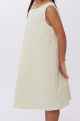 KIDS Carmen Scoop Back Dress in Cream