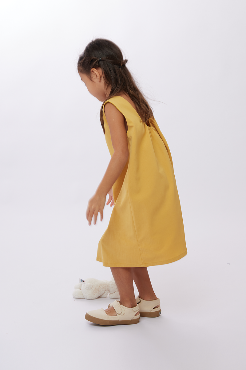 KIDS Carmen Scoop Back Dress in Sunflower