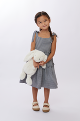 KIDS Kristy Checkered Midi Dress in Navy Blue
