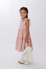 KIDS Kristy Checkered Midi Dress in Rose