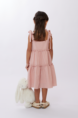 KIDS Kristy Checkered Midi Dress in Rose