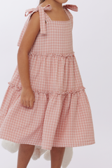 KIDS Kristy Checkered Midi Dress in Rose