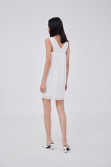 Lainey V-Back Floral Eyelet Dress in White