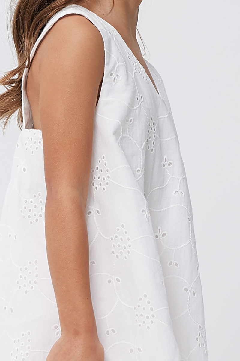 KIDS Lainey Mini Dress in White