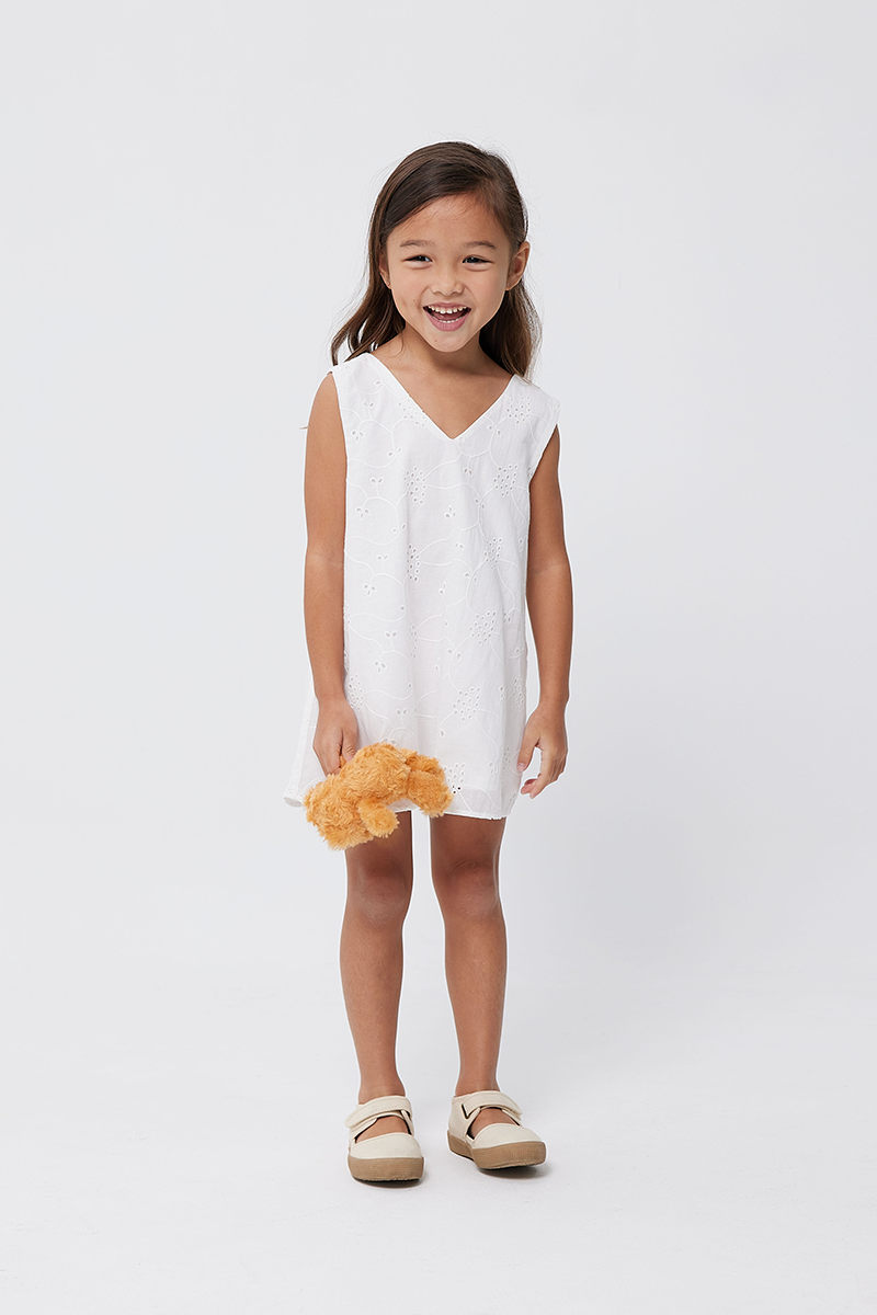 KIDS Lainey Mini Dress in White