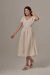 Savona Open Back Midi Dress in Sand