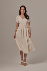 Savona Open Back Midi Dress in Sand