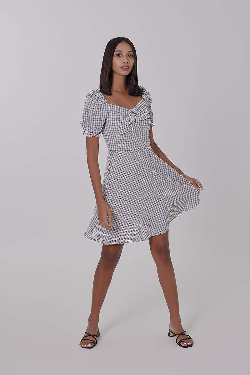 Juleen Checkered Dress in Black