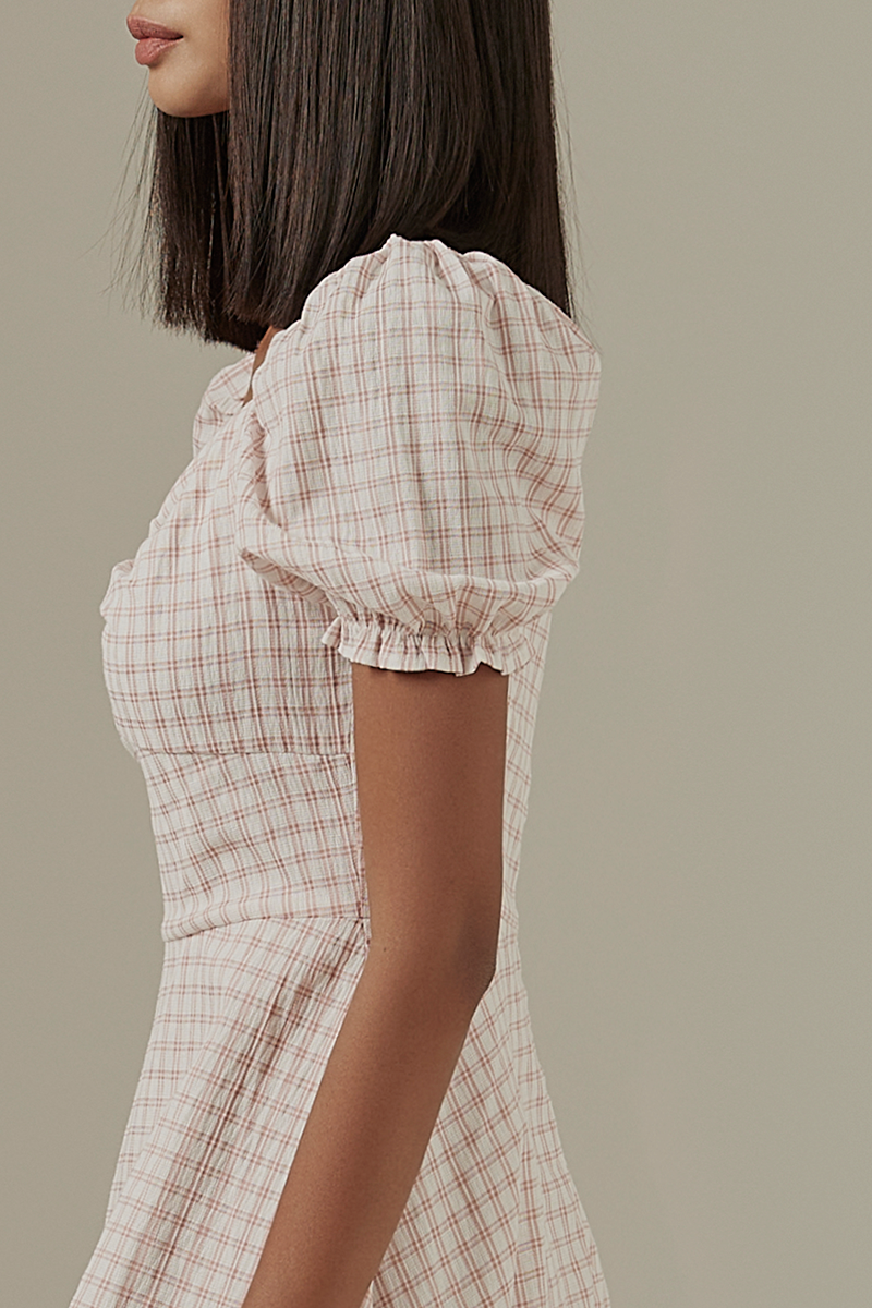 Juleen Checkered Dress in Rose