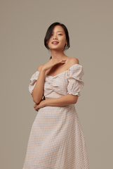Juleen Checkered Dress in Sand
