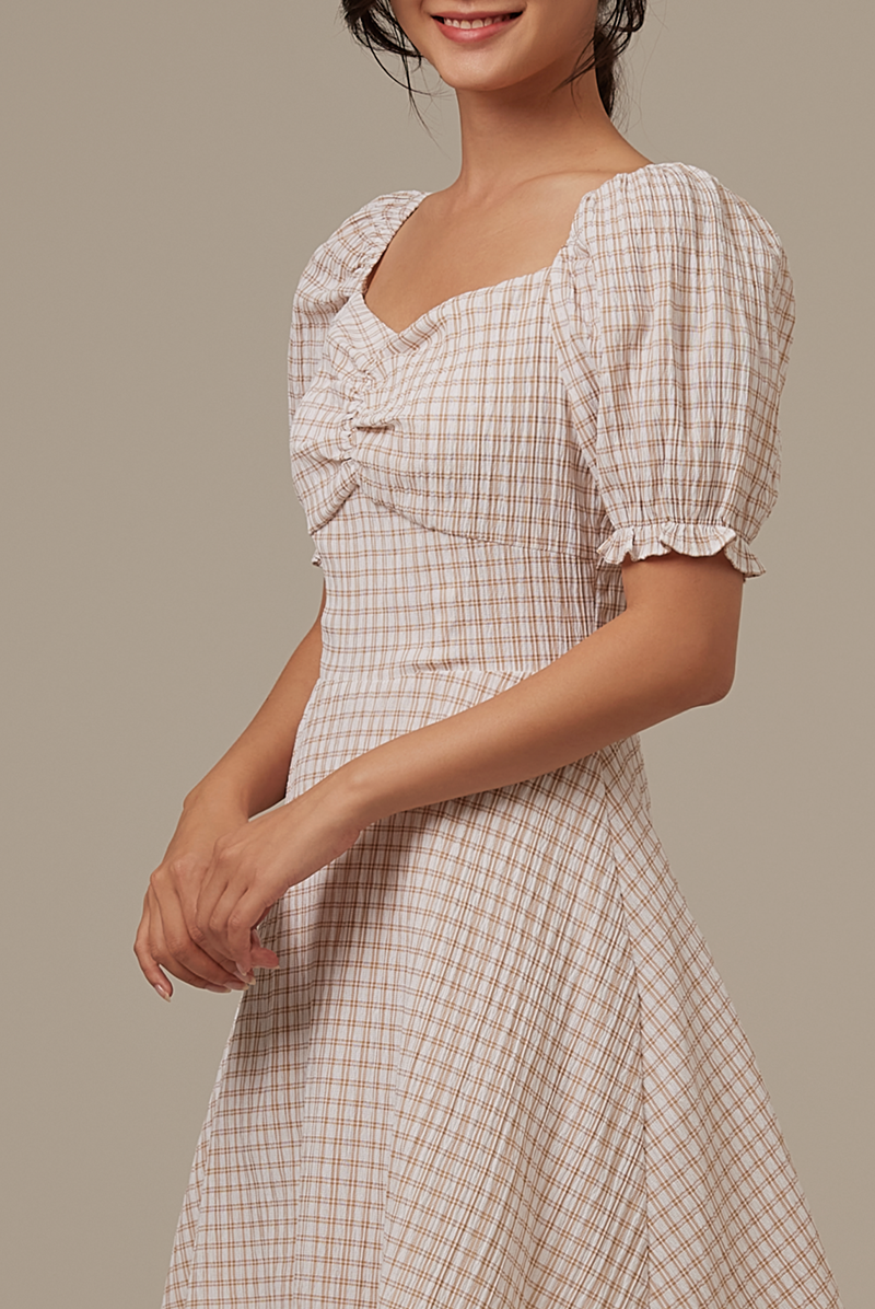 Juleen Checkered Dress in Sand
