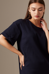Amelie T-Shirt Dress in Navy Blue