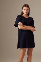 Amelie T-Shirt Dress in Navy Blue