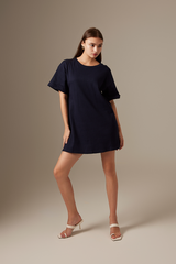 Amelie T-Shirt Dress in Navy Blue