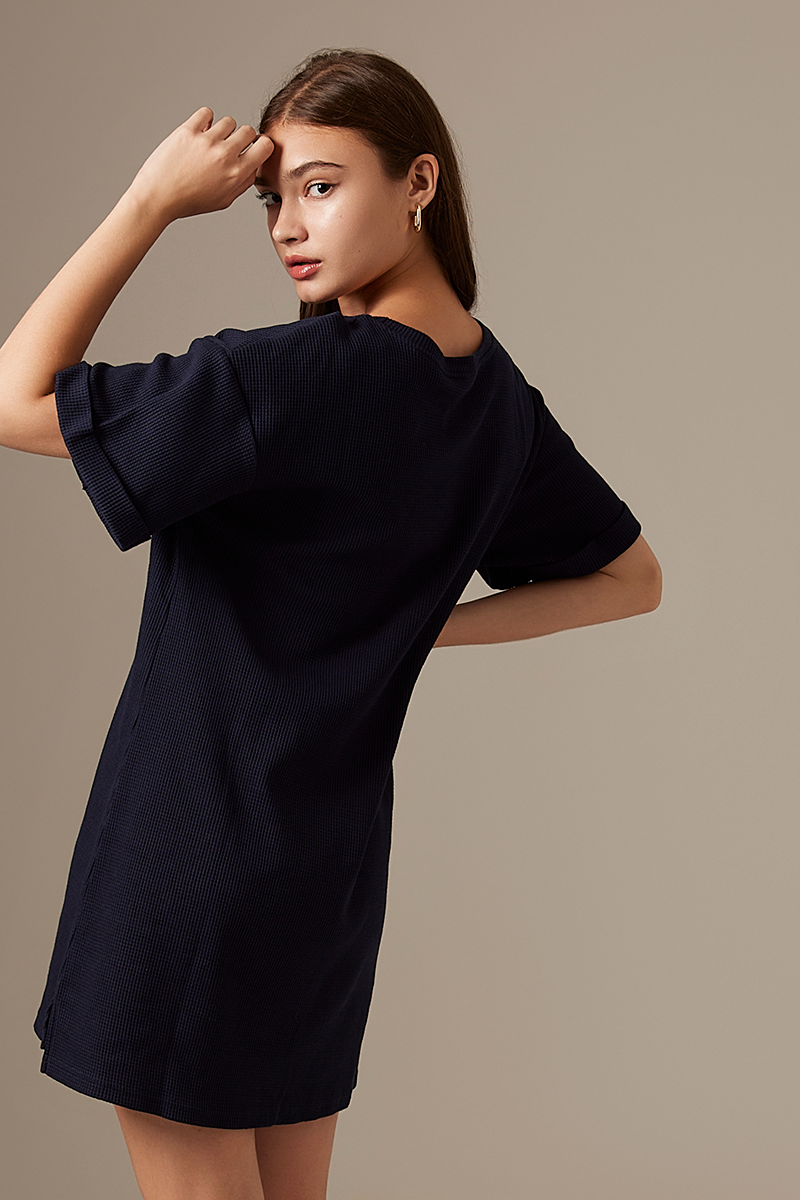 Amelie T-Shirt Dress in Navy Blue