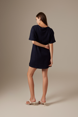 Amelie T-Shirt Dress in Navy Blue