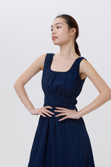 Stella Textured Maxi Dress in Navy Blue